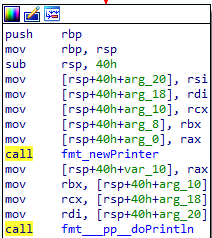 pp* newPrinter() => rax==pp => doPrintln(rax, arg10, arg18, arg20)